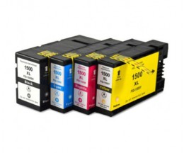 4 Tinteiros Compativeis, Canon PGI-1500 Preto 36ml + Cor 11.5ml