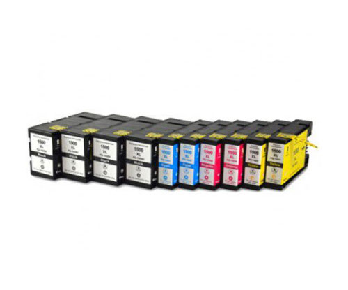 10 Tinteiros Compativeis, Canon PGI-1500 Preto 36ml + Cor 11.5ml