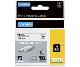 Fita Original DYMO 1805443 Tubo termo-retrátil Preto / Branco 24mm x 1.5m