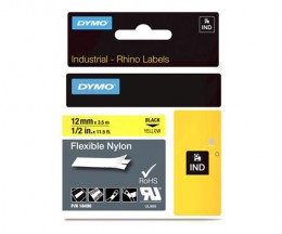 Fita Original DYMO 18490 Nylon Flexivel Preto / Amarelo 12mm x 3.5m