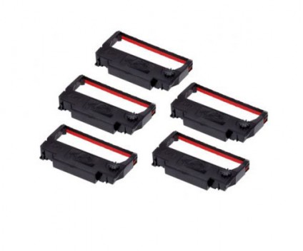 5 Fitas Compativeis, Epson ERC-38BK / R Preto / Vermelho