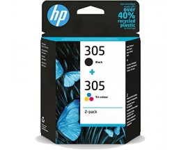 2 Tinteiros Originais, HP 305 Preto 2ml + Cor 2ml