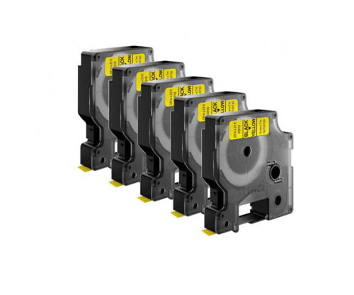 5 Fitas Compativeis, DYMO 45808 Amarelo 19mm x 7m