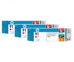 3 Tinteiros Originais, HP 91 Magenta 775ml