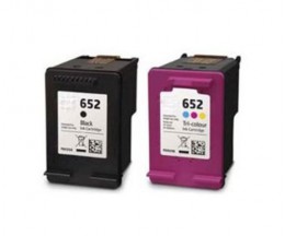 2 Tinteiros Compativeis, HP 652 XL Preto 20ml + Cor 20ml