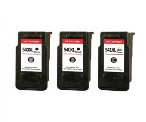 3 Tinteiros Compativeis, Canon PG-540 XL / CL-541 XL Preto 24ml + Cor 19ml