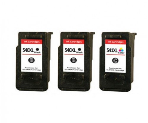 3 Tinteiros Compativeis, Canon PG-540 XL / CL-541 XL Preto 24ml + Cor 21ml