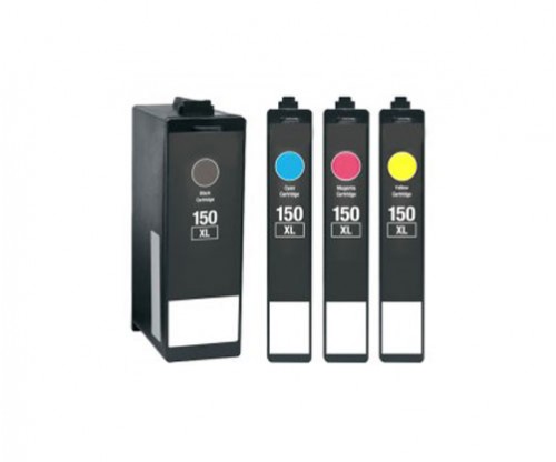 4 Tinteiros Compativeis, Lexmark 150 XL Preto 35ml + Cor 18ml