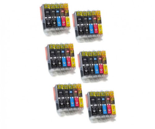 30 Tinteiros Compativeis, Canon PGI-550 XL / CLI-551 Preto 22ml + Cor 13ml