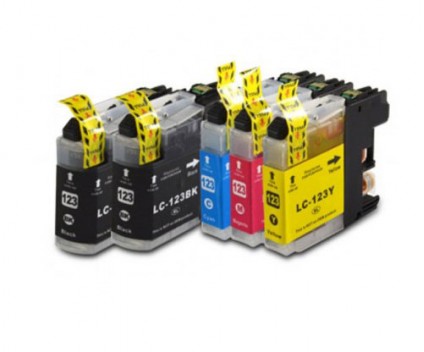 5 Tinteiros Compativeis, Brother LC-121 / LC-123 Preto 20.6ml + Cor 10ml