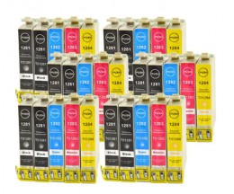 30 Tinteiros Compativeis, Epson T1281-T1284 Preto 13ml + Cor 6.6ml