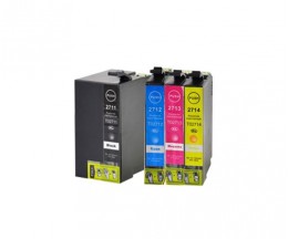 4 Tinteiros Compativeis, Epson T2701-T2704 / T2711-T2714 / 27 XL Preto 22.4ml + Cor 15ml