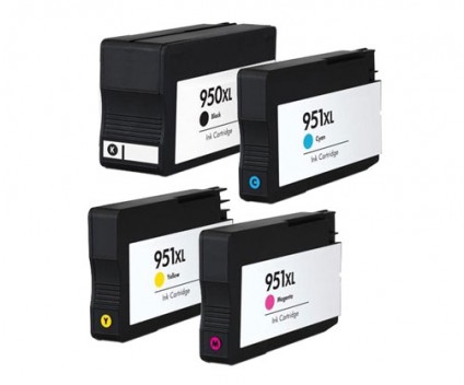 4 Tinteiros Compativeis, HP 951 XL / HP 950 XL Preto 75ml + Cor 26ml