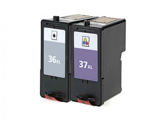 2 Tinteiros Compativeis, Lexmark 37 XL Cor 15ml + Lexmark 36 XL Preto 21ml