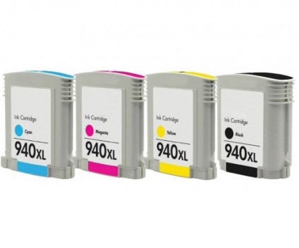 4 Tinteiros Compativeis, HP 940 XL Preto 50ml + Cor 30ml