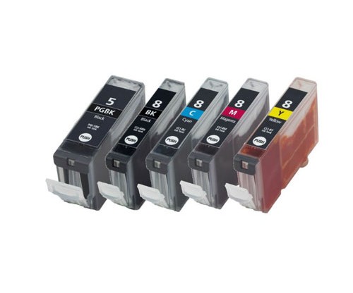 5 Tinteiros Compativeis, Canon PGI-5 / CLI-8 Preto 26.8ml + Cor 13.4ml