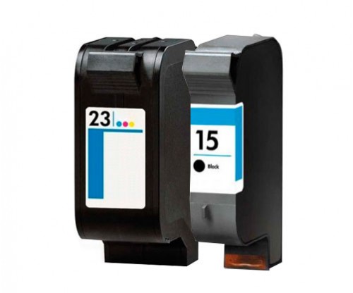 2 Tinteiros Compativeis, HP 23 Cor 39ml + HP 15 Preto 40ml