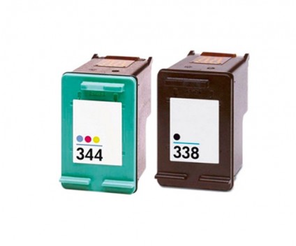 2 Tinteiros Compativeis, HP 344 Cor 18ml + HP 338 Preto 20ml