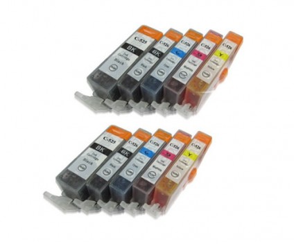 10 Tinteiros Compativeis, Canon PGI-525 / CLI-526 Preto 19.4ml + Cor 9ml