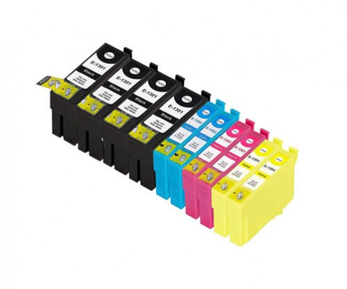 10 Tinteiros Compativeis, Epson T1301-T1304 Preto 33ml + Cor 14ml