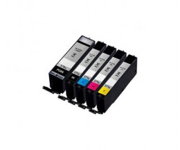 5 Tinteiros Compativeis, Canon PGI-570XL Preto 22ml + CLI-571XL Cor 11ml