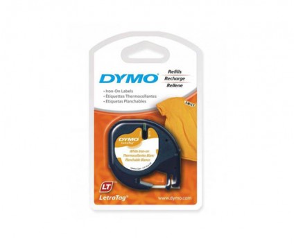 Fita Original DYMO 18769 Preto / Branco 12mm x 2m Para Tecido