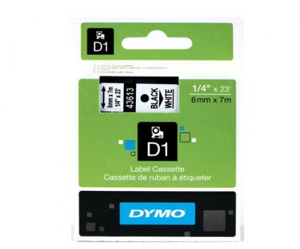 Fita Original DYMO 43613 Preto / Branco 6mm x 7m