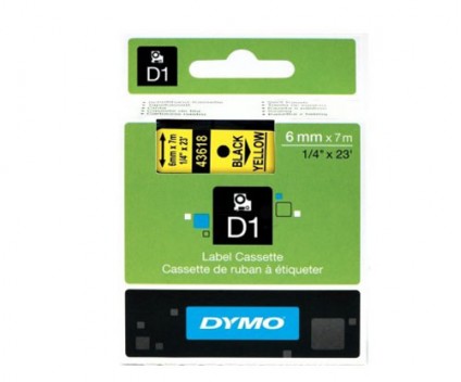 Fita Original DYMO 43618 Preto / Amarelo 6mm x 7m