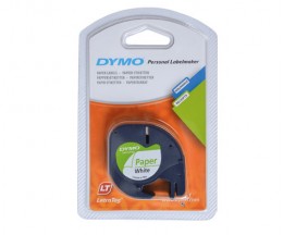 Fita Original DYMO 91220 / S0721510 Papel Preto / Branco 12mm x 4m