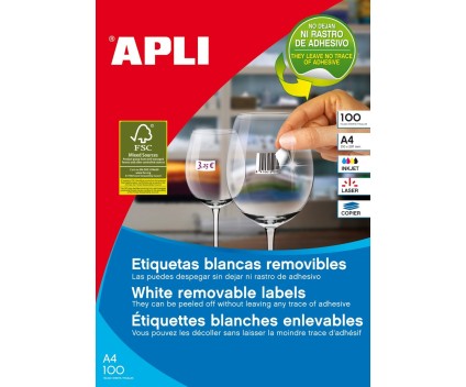 Etiquetas Originais, Apli 03060 Brancas 210mm x 297mm - 100 Folhas