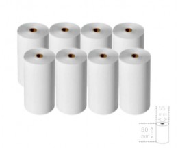 8 Rolos de Papel Térmico 80x55x12mm