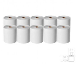 10 Rolos de Papel Térmico 57x55x12mm