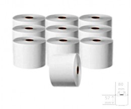 10 Rolos de Papel Térmico 57x80x12mm