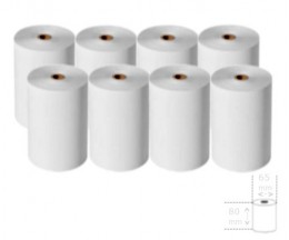 8 Rolos de Papel Térmico 80x65x12mm