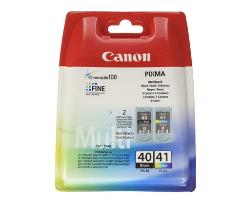 2 Tinteiros Originais, Canon PG-40 / CL-41 Preto 16ml + Cor 12ml