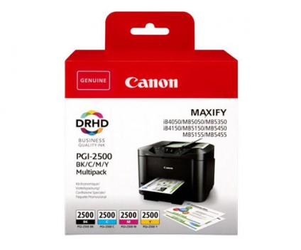 4 Tinteiros Originais, Canon PGI-2500 Preto + Cor 71ml / 19ml ~ 2.500 / 1.700 Paginas