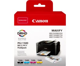 4 Tinteiros Originais, Canon PGI-1500 Preto 12ml + Cor 4.5ml ~ 400 / 300 Paginas