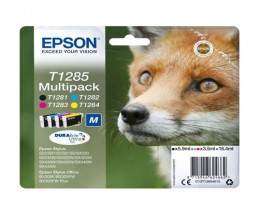 4 Tinteiros Originais, Epson T1285 / T1281-T1284 Preto 6ml + Cor 3.5ml