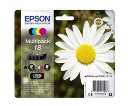 4 Tinteiros Originais, Epson T1801-T1804 / 18 Preto 5.2ml + Cor 3.3ml