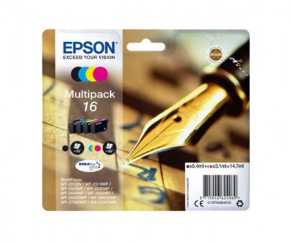 4 Tinteiros Originais, Epson T1626 / 16 Preto 5.4ml + Cor 3.1ml