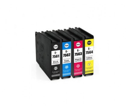 4 Tinteiros Compativeis, Epson T7561-T7564 / T7551-T7554 Preto 100ml + Cor 39ml ~ 5.000 / 4.000 Paginas