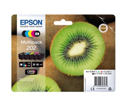 5 Tinteiros Originais, Epson T02E7 / 202 Preto + Cor