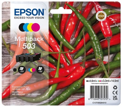 4 Tinteiros Originais, Epson T09Q6 / 503 Preto 4.6ml + Cor 3.3ml