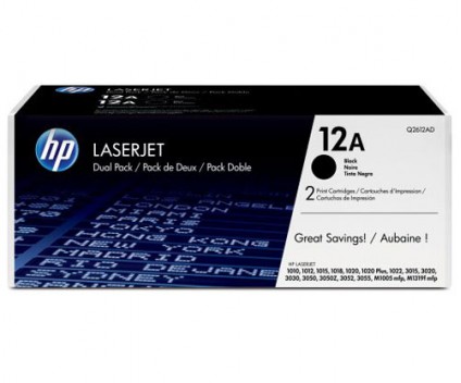 2 Toners Originais, HP 12A Preto ~ 2.000 Paginas