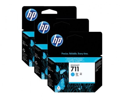 3 Tinteiros Originais, HP 711 Cyan 29ml