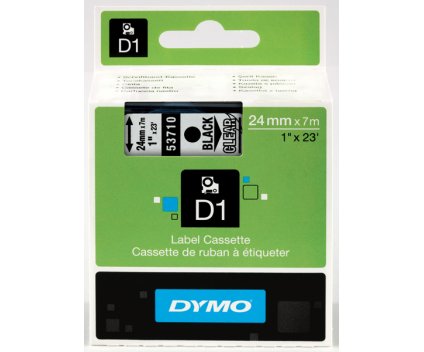 Fita Original DYMO 53710 Preto / Transparente 24mm x 7m